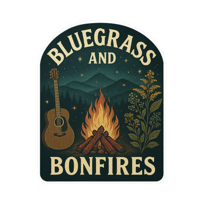 Bluegrass and Bonfires Kiss-Cut Vinyl Decals | Rustic Outdoor Decor, Campfire Stickers, Music Lover Gifts, Hiking Essentials, Custom [...]