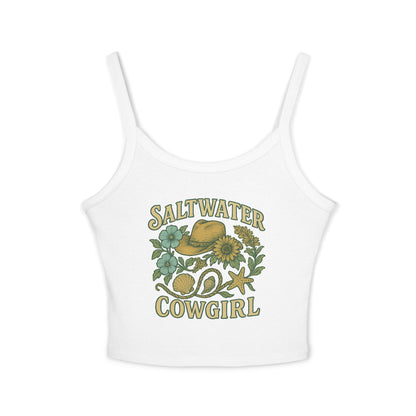 Saltwater Cowgirl Spaghetti Strap Tank Top, Summer Top, Beach Attire, Boho Clothing, Western Fashion