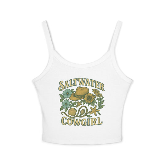 Saltwater Cowgirl Spaghetti Strap Tank Top, Summer Top, Beach Attire, Boho Clothing, Western Fashion