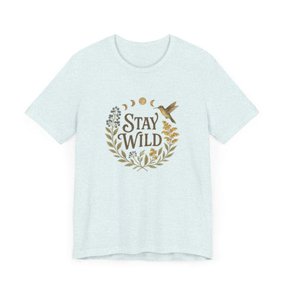 Enchanted Stay Wild Hummingbird Tee, Moon Phases Nature Vibes Tshirt, Colorful Bird Moon Shirt, Unisex Jersey Top, Nature Lover Gift