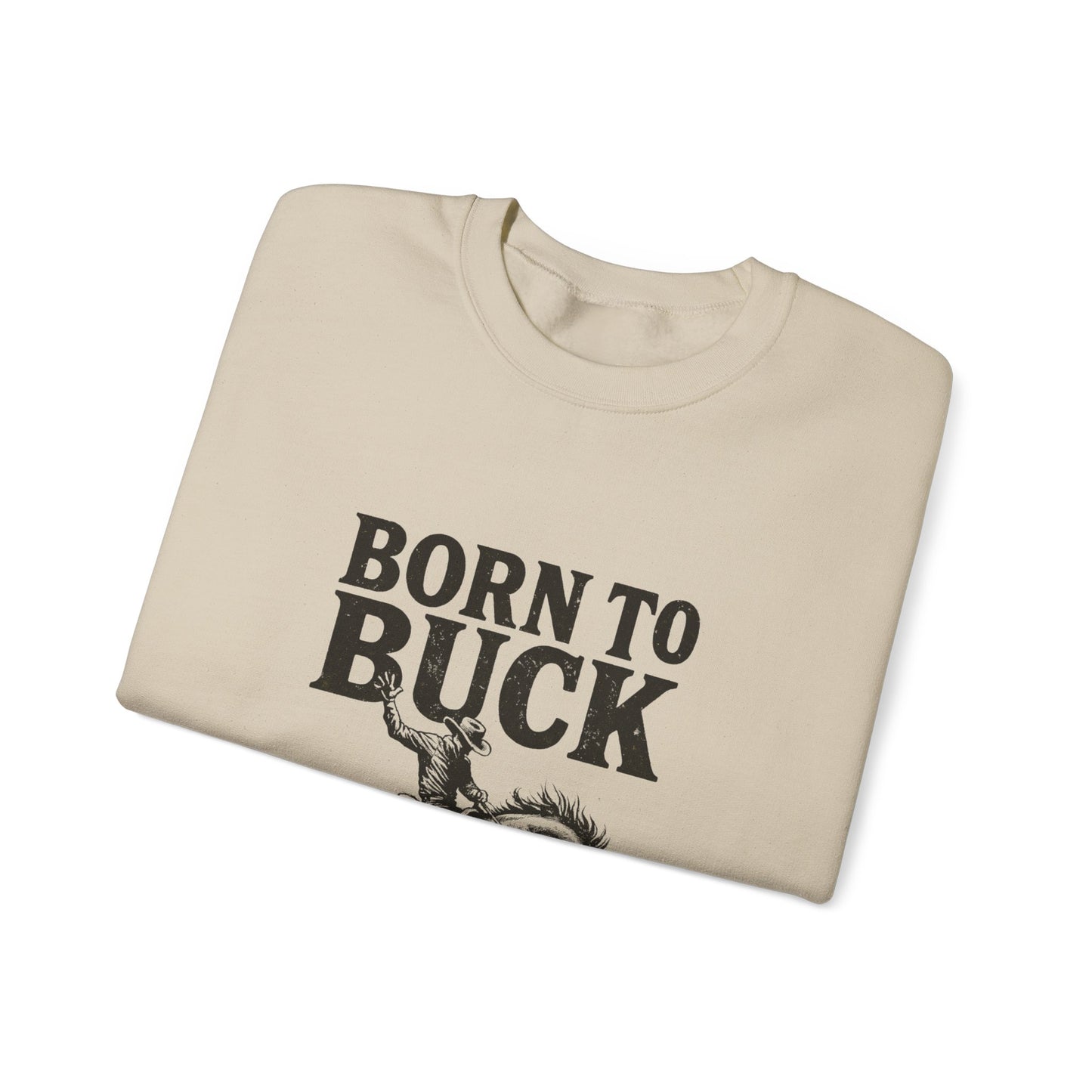 Unisex Heavy Blend™ Crewneck Sweatshirt - Vintage Chic Graphic Design- Rodeo, Born to Buck