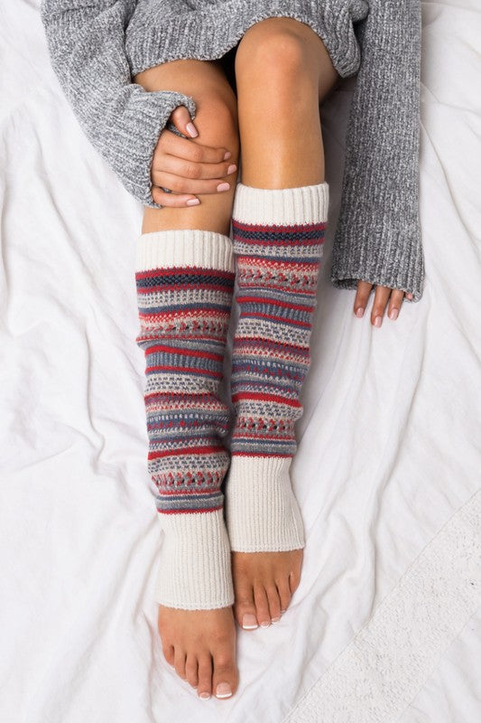 Cozy Short Fair Isle Knit Legwarmers
