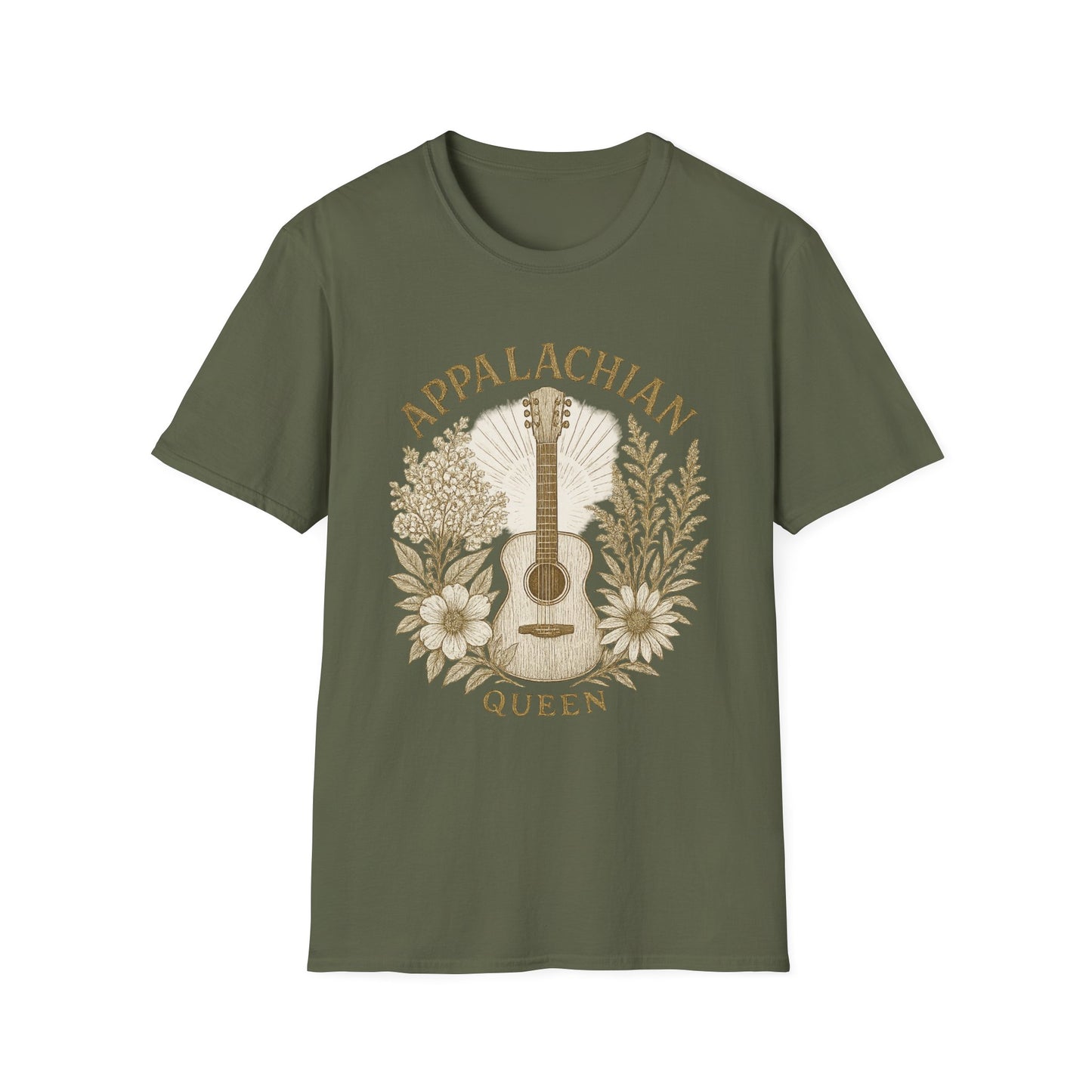 Appalachian Queen T-Shirt, Botanical Graphic Tee, Unisex Softstyle Shirt, Gift for Music Lovers, Casual Wear, Festival Outfit