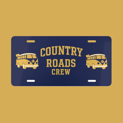 Stylish Vanity Plate, Custom Car Decor, Country Roads Crew, Personalized License Plate, Unique Gift for Road Trip Lovers