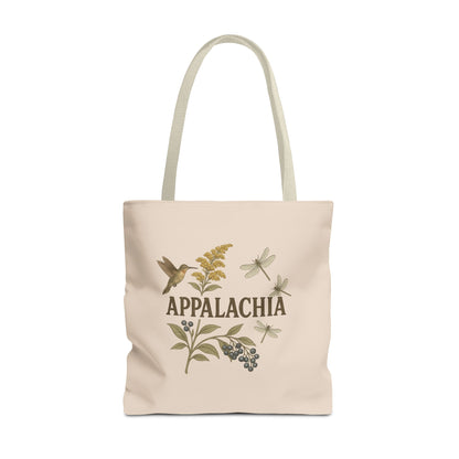 Appalachian Wildflowers Farmer's Market Tote Bag, Floral Eco-Friendly Shopping Bag, Hummingbird Reusable Grocery Bag, Nature Lover Gift,