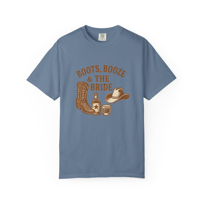 Country Bachelorette Party T-shirt, Boots Booze Bride Western Shirt, Wedding Shower Tee, Southern Bridal Party Top, Rustic Bride Tribe Gift