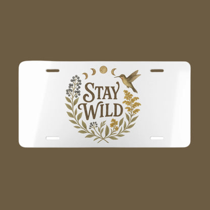 Boho Vanity Plate, Stay Wild License Plate, Personalized Car Decor, Unique Gift for Nature Lovers, Custom Auto Accessory