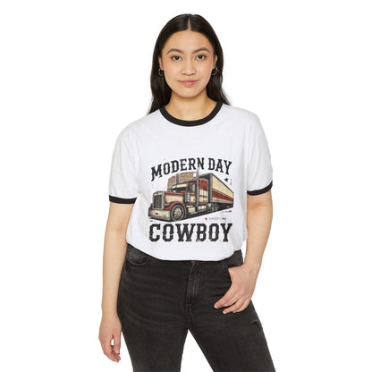Retro Trucker Modern day cowboy 70's ringer tshirt