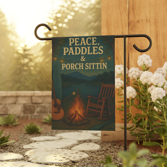 Cozy Outdoor Banner, Peace & Paddles Garden Flag, Porch Decor, Camping Vibes, Summer Gatherings, Lakeside Retreat