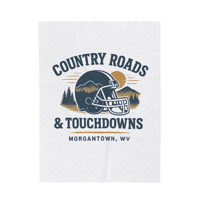 Football-Themed Velveteen Plush Blanket, Cozy Gift for Sports Fans, Country Roads & Touchdowns Decor, Perfect for Tailgating, Game Night