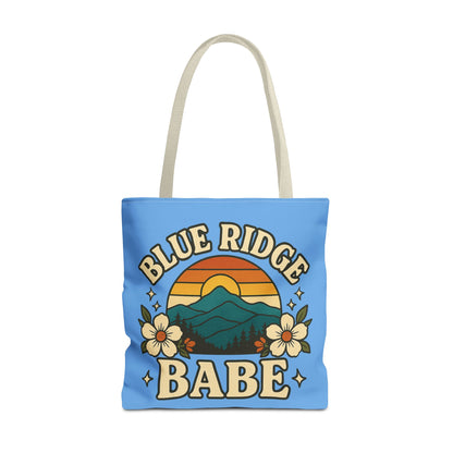 Colorful Blue Ridge Babe Beach Tote Bag, River Lake Ocean Summer Travel Bag, Weekend Getaway Shoulder Purse, Gift for Beach Lover, Boho Chic