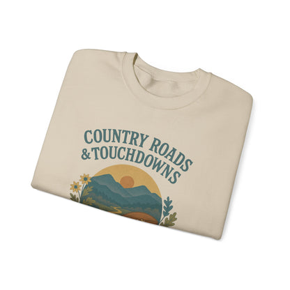 Gameday Crewneck Sweatshirt - Country Roads Touchdowns, Football Fan Apparel, Game Day Gear