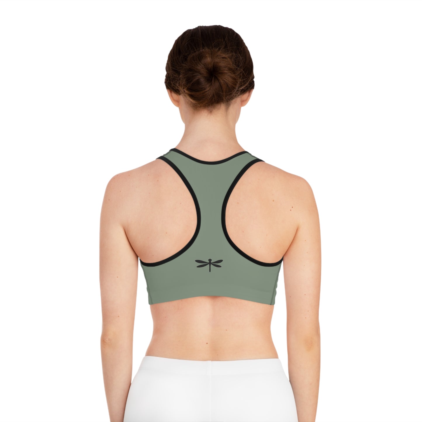 Wild Waters Sports Bra – Dragonfly Back Detail in Earthy Sage