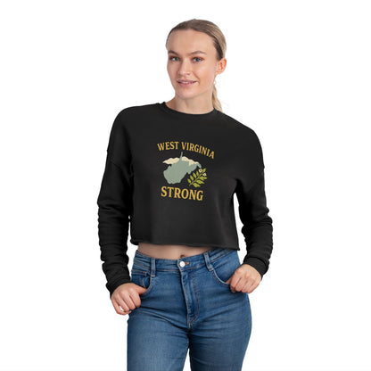 West Virginia Mountain Strong Retro Folk Cropped Sweatshirt, Vintage Women's WV Pullover, Boho Chic Graphic Top, Mountain Lover Gift, WV