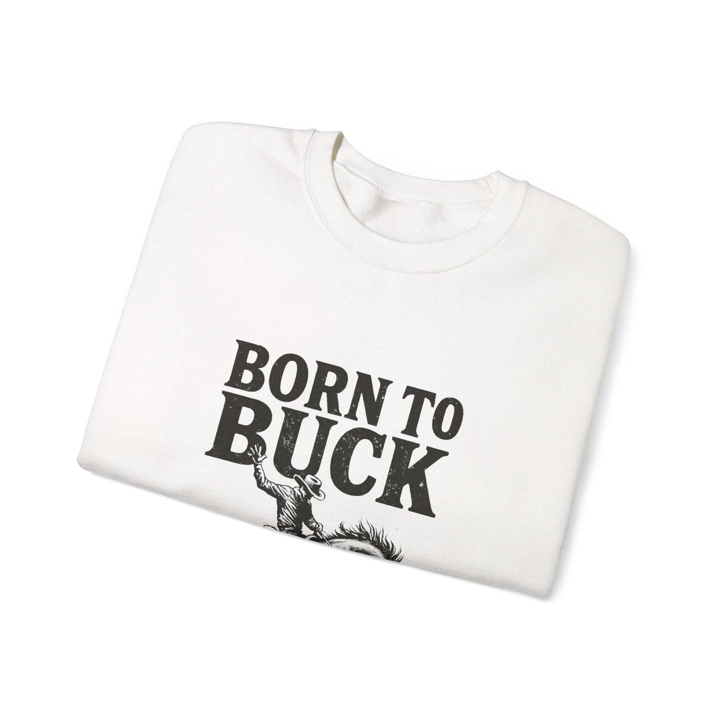 Unisex Heavy Blend™ Crewneck Sweatshirt - Vintage Chic Graphic Design- Rodeo, Born to Buck