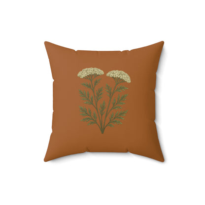 Botanical Yarrow Square Pillow, Appalachia Wildflower Cushion, Floral Throw Pillow, Nature Inspired Decor, Home Accent Pillow