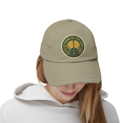 Distressed Cap, Vintage Hat for Summer Concerts, Unisex Headwear, Sun Collection Baseball Cap, Retro Distressed Cap for Men and Women