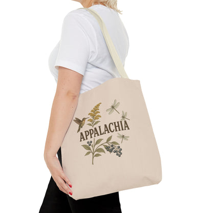 Appalachian Wildflowers Farmer's Market Tote Bag, Floral Eco-Friendly Shopping Bag, Hummingbird Reusable Grocery Bag, Nature Lover Gift,
