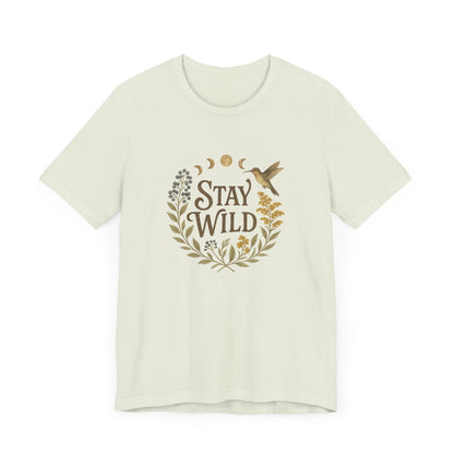 Enchanted Stay Wild Hummingbird Tee, Moon Phases Nature Vibes Tshirt, Colorful Bird Moon Shirt, Unisex Jersey Top, Nature Lover Gift