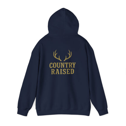 Country Raised deer antler Hoodie, Outdoor Wildlife Animal Ranch Farm Life Gift, Camouflage Hunting Apparel, Nature Lover Cabin Wear, Rural