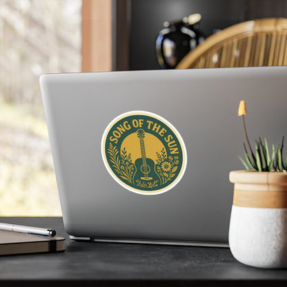 Vinyl Decal Sticker, Guitar Sun Flowers Song of the Sun Collection, Music Decal, Boho Sticker, Laptop Decal, Car Decal, Hippie Decal, Window