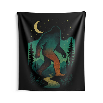 Midnight Forest Bigfoot Tapestry