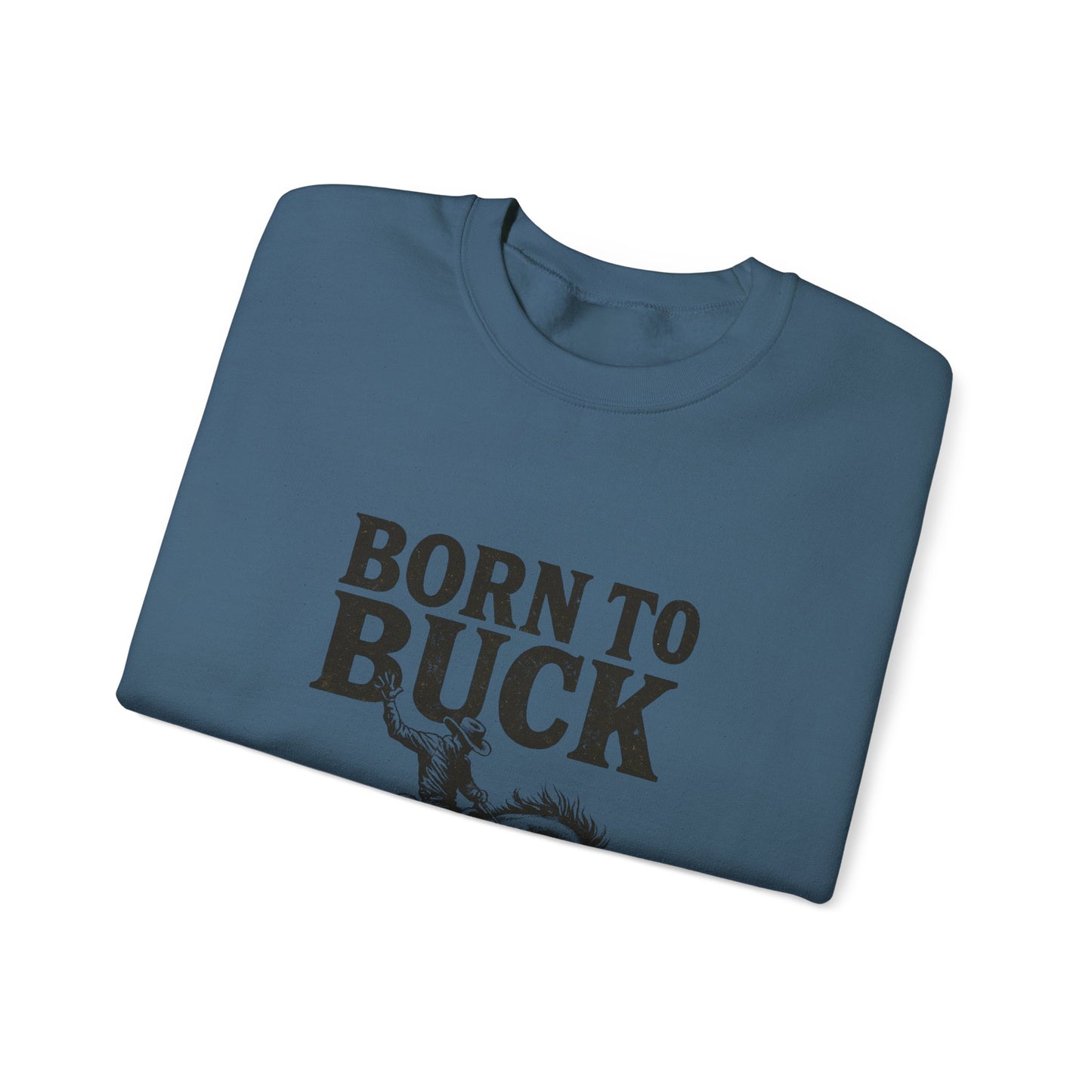 Unisex Heavy Blend™ Crewneck Sweatshirt - Vintage Chic Graphic Design- Rodeo, Born to Buck
