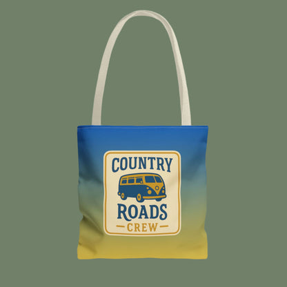 Country Roads Crew Tote Bag - Stylish Canvas Bag for Road Trips, Travel, Adventure, Vacation, Gift Idea
