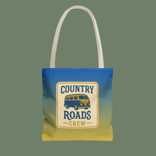 Country Roads Crew Tote Bag - Stylish Canvas Bag for Road Trips, Travel, Adventure, Vacation, Gift Idea