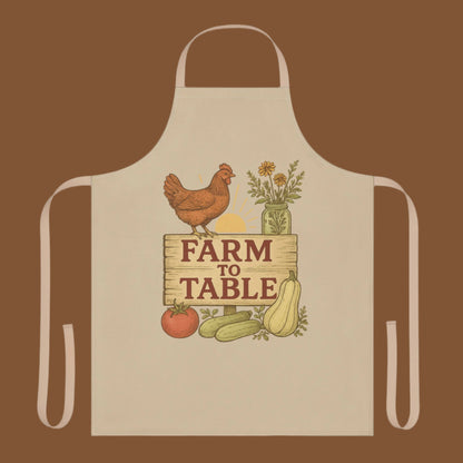 Farm to Table Apron, Kitchen Gift for Home Cooks, Gardening, Cooking Class, Farmhouse Decor, BBQ Party Essentials