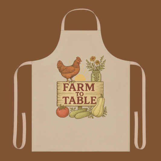 Farm to Table Apron, Kitchen Gift for Home Cooks, Gardening, Cooking Class, Farmhouse Decor, BBQ Party Essentials
