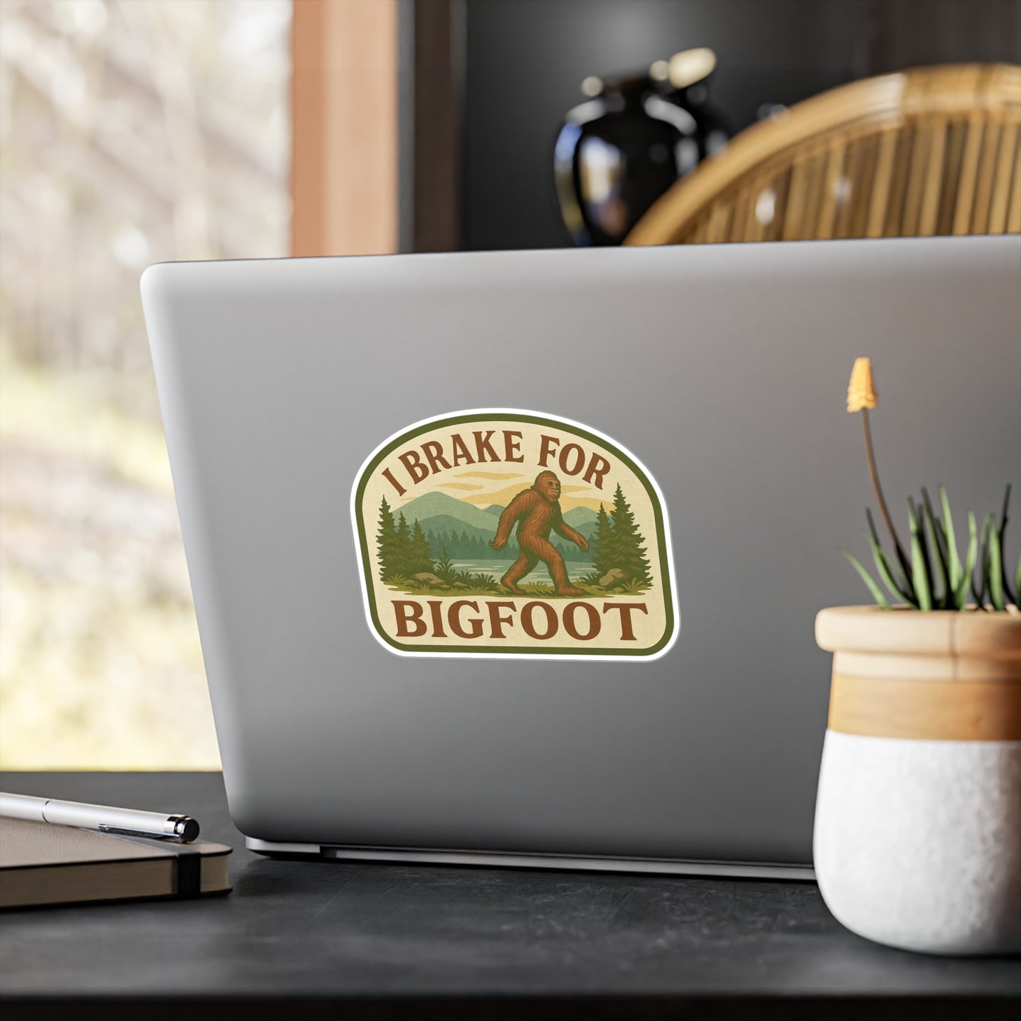 Bigfoot Kiss-Cut Vinyl Decals, Playful Sasquatch Stickers for Car, Home Decor, Gifts, Outdoor Adventures, Nature Lovers