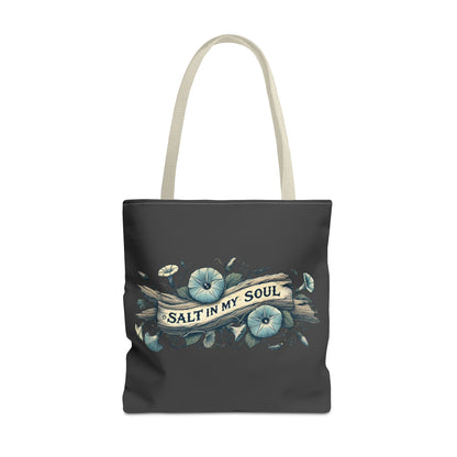 Salt in my Soul Faded Morning Glory and Driftwood Beach Bag - Tote Bag, Shoulder Bag, Shopping Bag, Beach Tote, Summer Bag