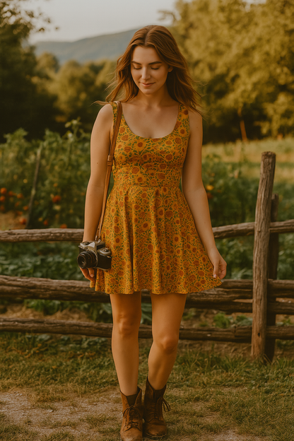 Sunflower Skater Dress – Golden Country Bloom