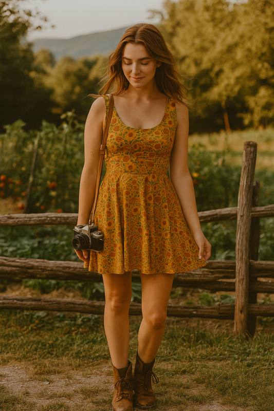 Sunflower Skater Dress – Golden Country Bloom