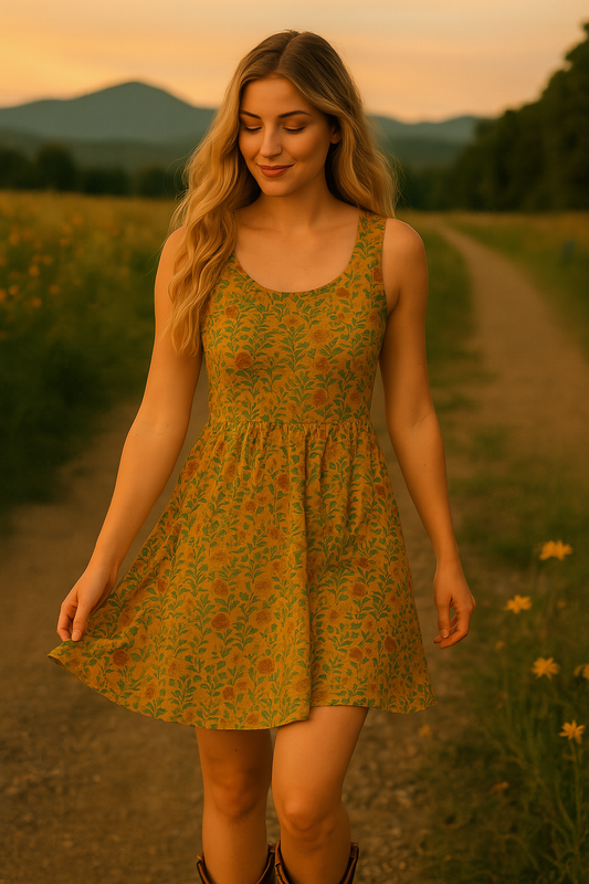 Sunflower Skater Dress – Late Summer Bloom