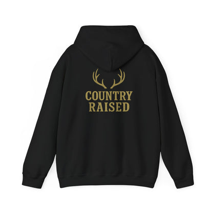 Country Raised deer antler Hoodie, Outdoor Wildlife Animal Ranch Farm Life Gift, Camouflage Hunting Apparel, Nature Lover Cabin Wear, Rural