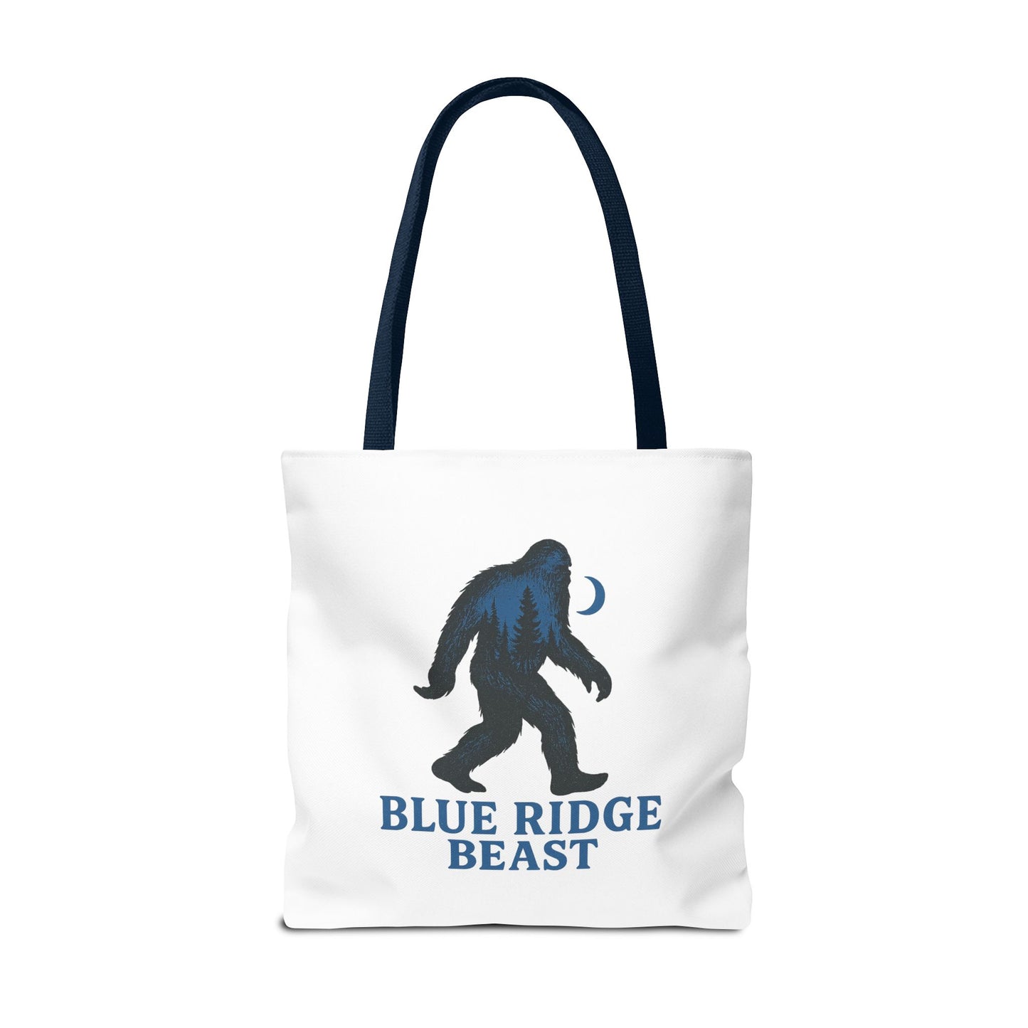 Blue Ridge Beast Tote Bag, Bigfoot Forest Design, Appalachian Folklore Style with Sasquatch