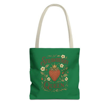 Strawberry Queen Tote Bag, Floral Reusable Shopping Bag, Eco-Friendly Gift, Summer Accessory, Farmer's Market Essential