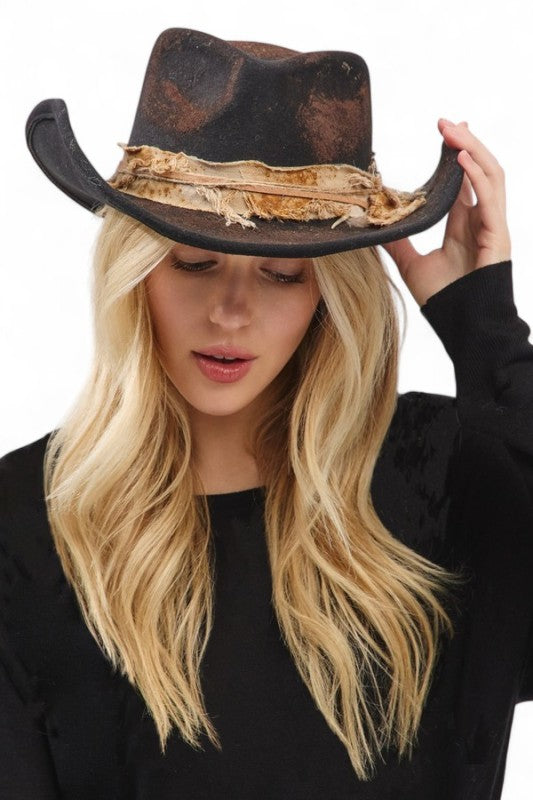 Distress Vintage Fedora Cowboy Hat