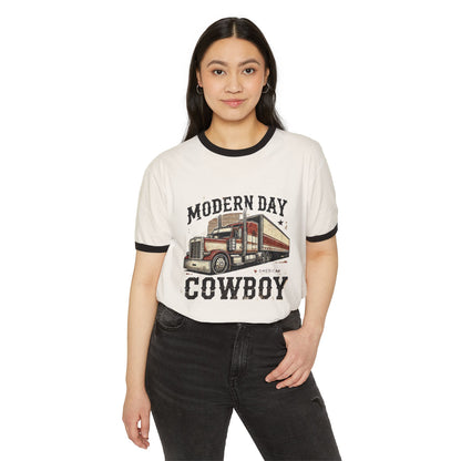 Retro Trucker Modern day cowboy 70's ringer tshirt