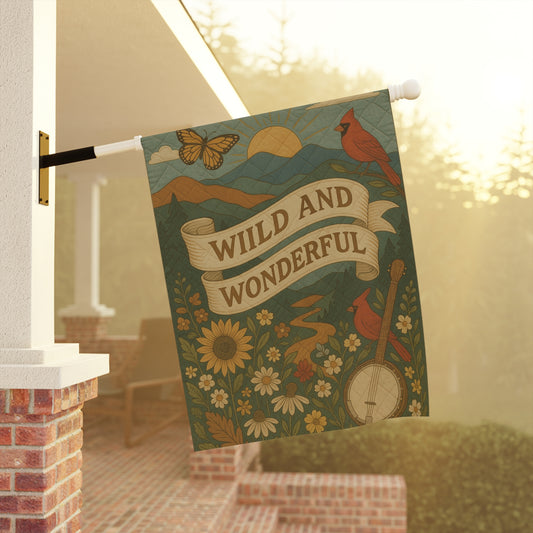 Wild and Wonderful Garden Flag, Boho Outdoor Banner, Rustic Home Decor, Nature Lover Gift, Spring/Summer Decoration, Garden Art