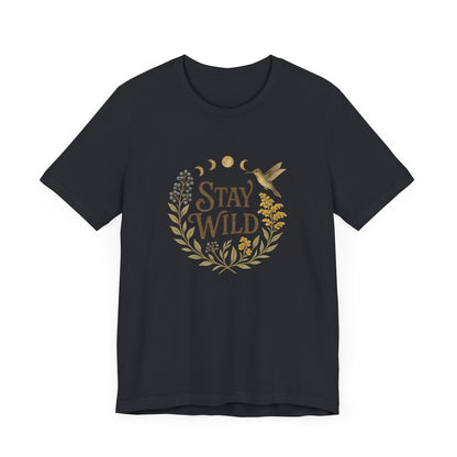 Enchanted Stay Wild Hummingbird Tee, Moon Phases Nature Vibes Tshirt, Colorful Bird Moon Shirt, Unisex Jersey Top, Nature Lover Gift