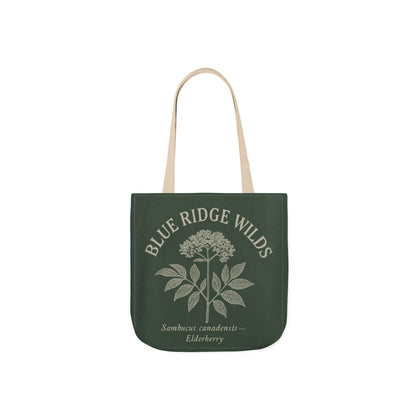 Canvas Tote Bag, Blue Ridge Reusable Shopping Bag with Elderberry Botanical, Eco-Friendly Grocery Bag, Farmers Market Tote, Nature Lover