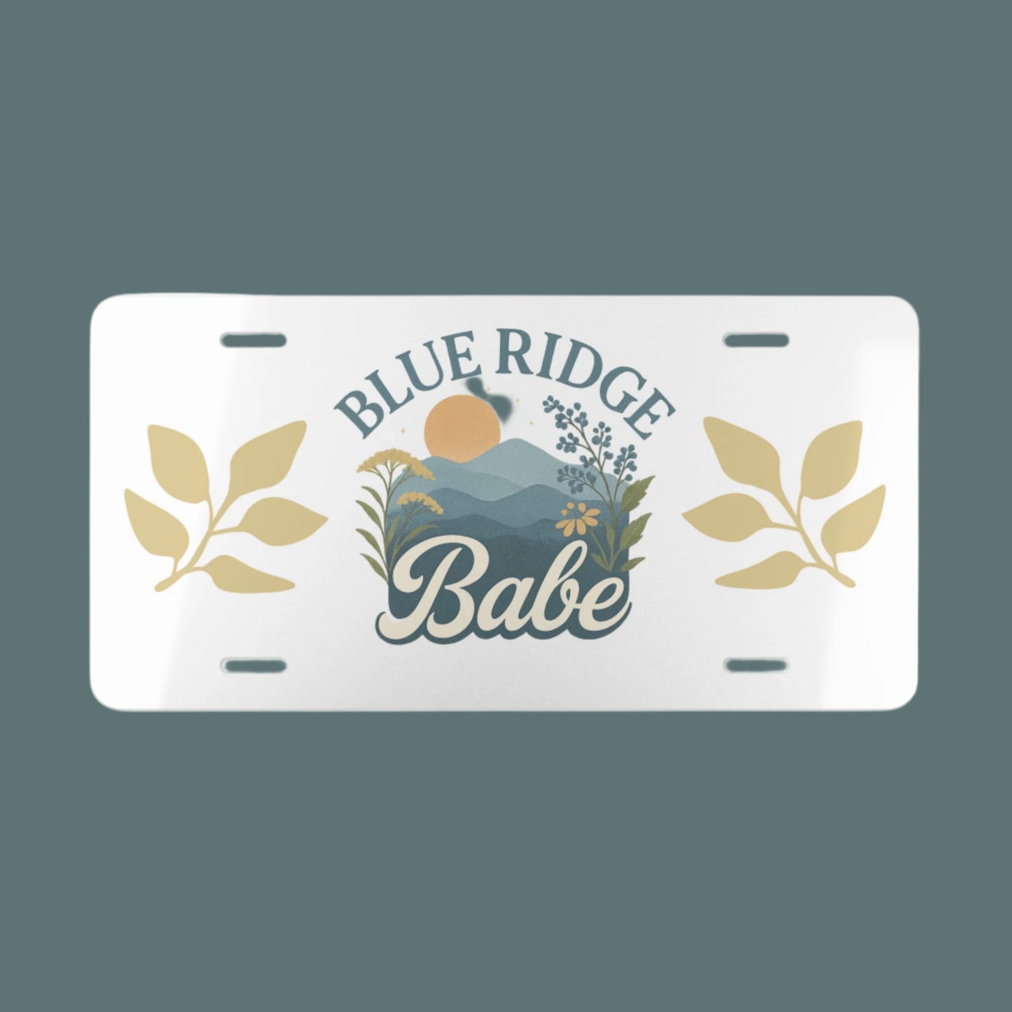 Vanity Plate, Blue Ridge Babe Mountain Sunset Wildflower Car Tag, Auto Tag, Front License Plate, Custom Car Decal, Personalized Car Plate,