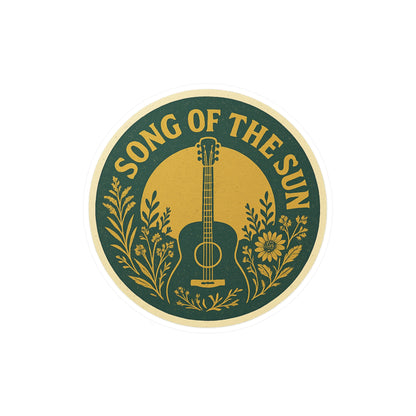 Vinyl Decal Sticker, Guitar Sun Flowers Song of the Sun Collection, Music Decal, Boho Sticker, Laptop Decal, Car Decal, Hippie Decal, Window