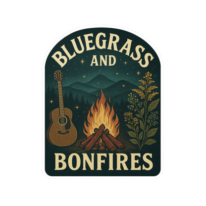 Bluegrass and Bonfires Kiss-Cut Vinyl Decals | Rustic Outdoor Decor, Campfire Stickers, Music Lover Gifts, Hiking Essentials, Custom [...]