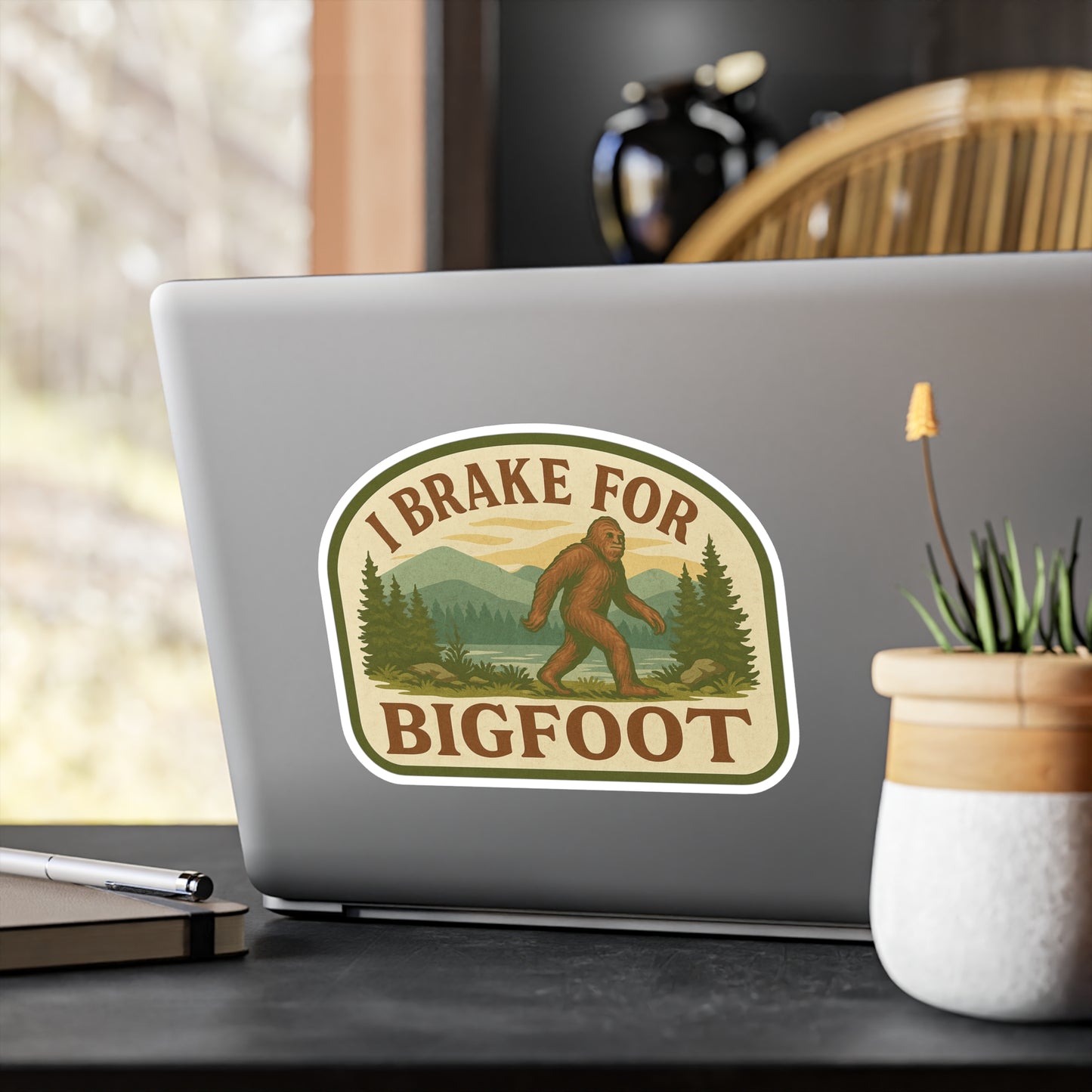 Bigfoot Kiss-Cut Vinyl Decals, Playful Sasquatch Stickers for Car, Home Decor, Gifts, Outdoor Adventures, Nature Lovers