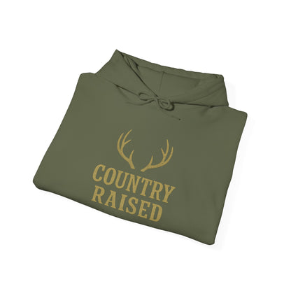Country Raised deer antler Hoodie, Outdoor Wildlife Animal Ranch Farm Life Gift, Camouflage Hunting Apparel, Nature Lover Cabin Wear, Rural