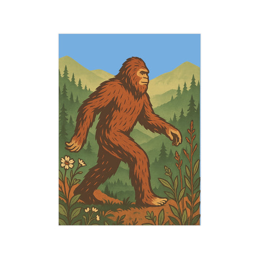 Sasquatch Woods Unframed Prints, Bigfoot Wall Art, Nature Print Poster, Yeti Home Decor, Cryptid Wall Hanging